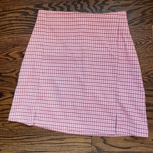 Brandy Melville Pink/Red Plaid Skirt